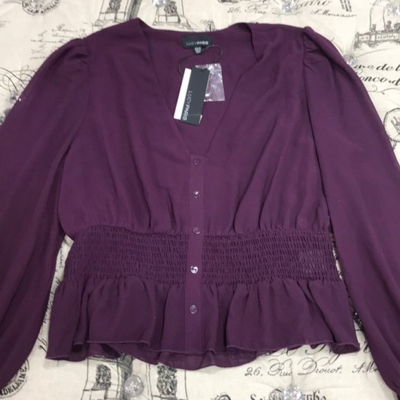 Lucy Paris Smocked V-Neck Top - Picture 3 of 7